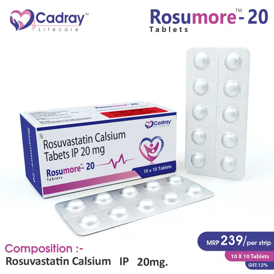Rosuvastatin 20mg Tablet | Rosumore 20 in PCD Pharma Franchise